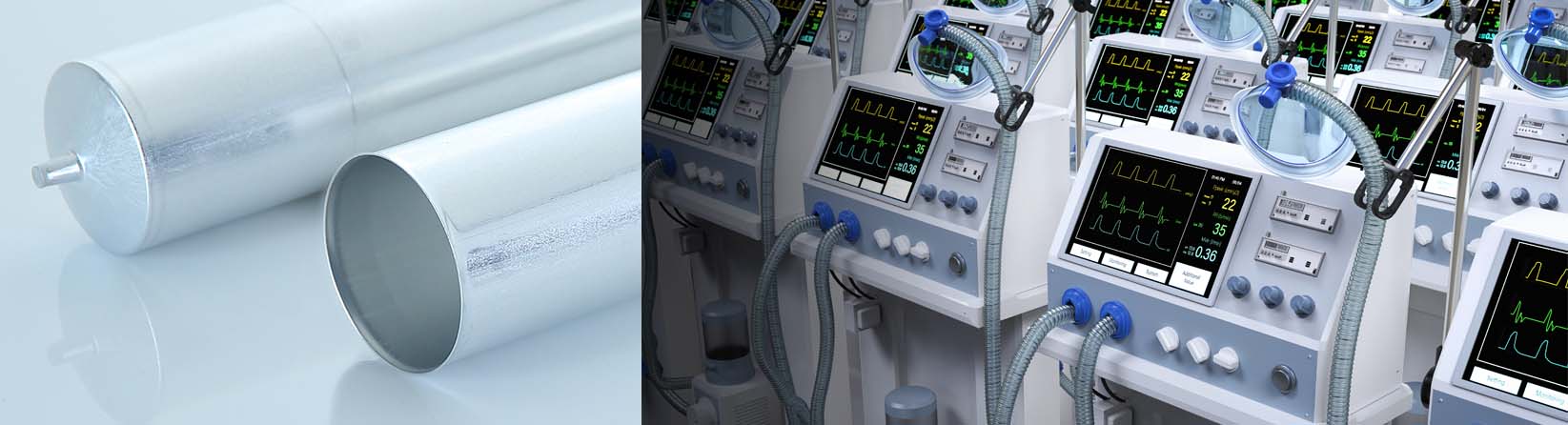 Left impact extruded part. Right medical machines photo.